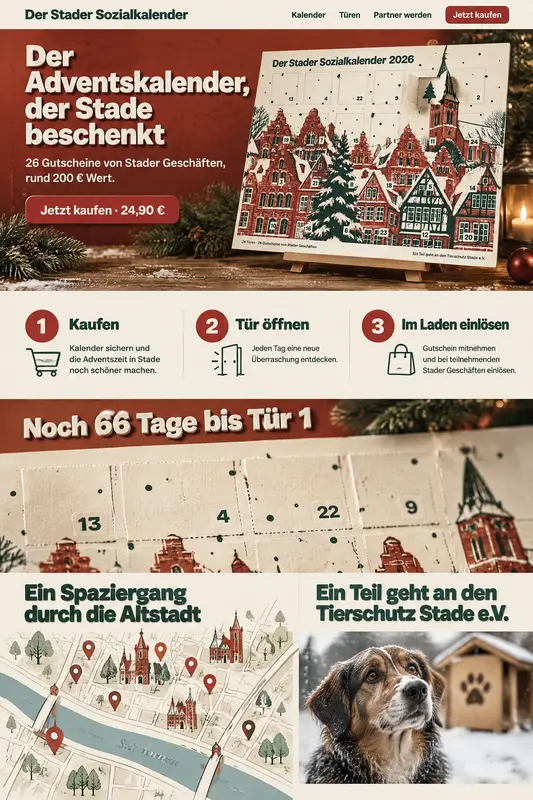 Startseite mit Kalender auf der Staffelei