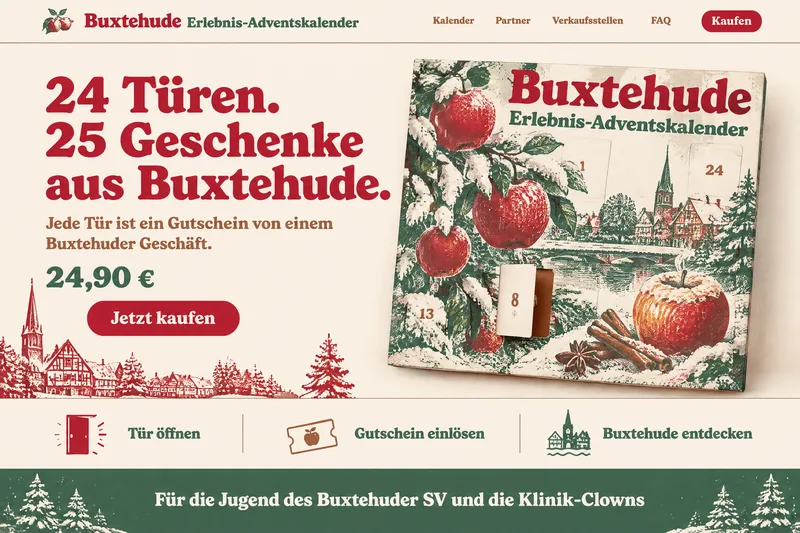 Startseite mit Preis, Kaufknopf und den drei Schritten