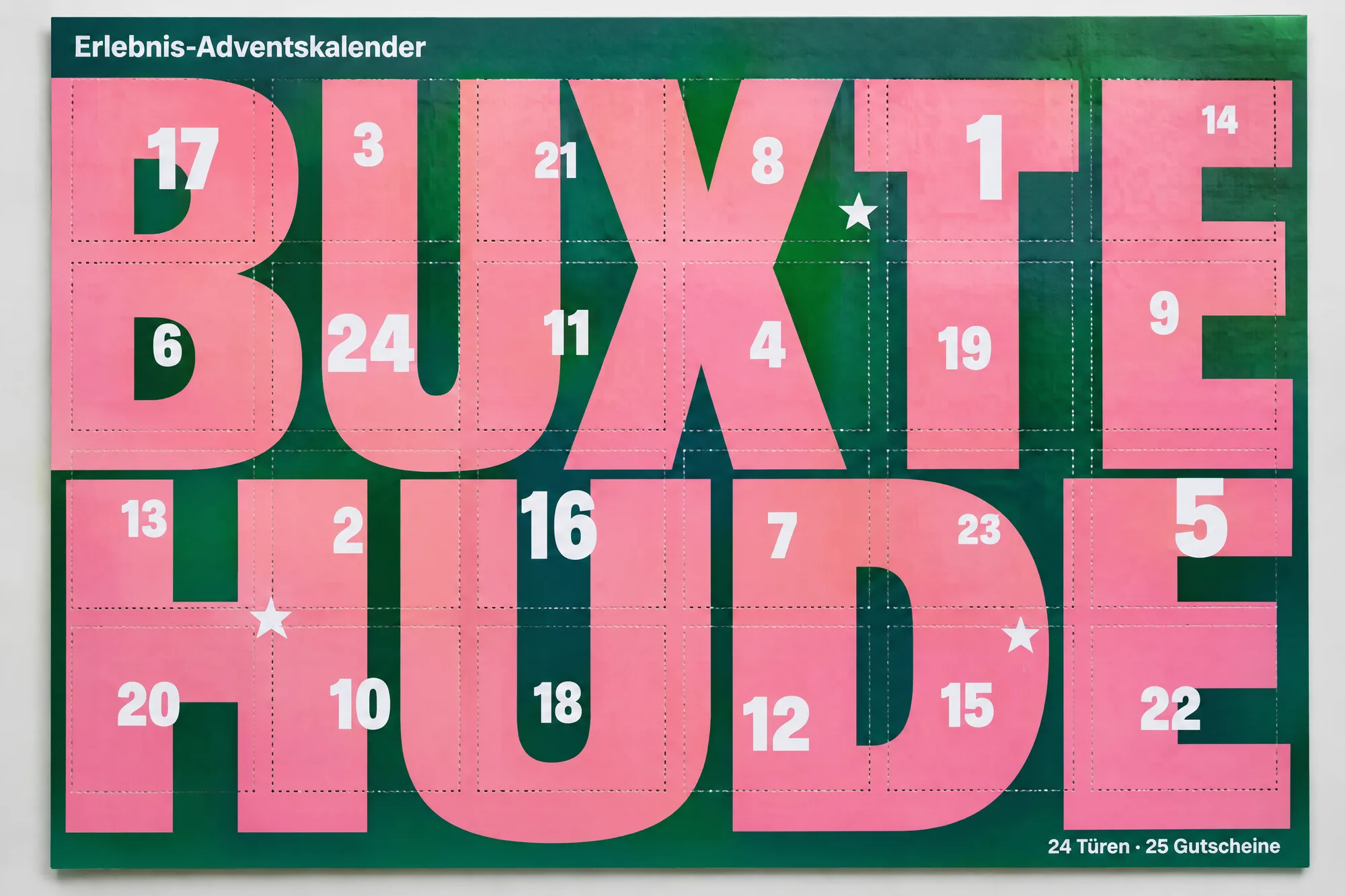 BUXTEHUDE in Pink auf Tannengrün