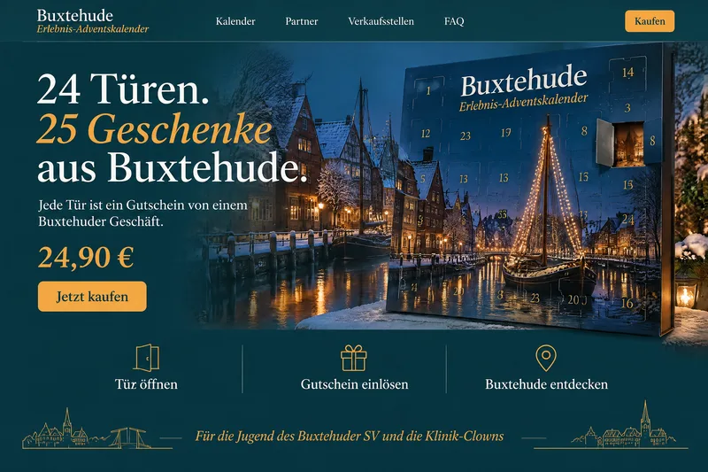 Startseite mit Preis, Kaufknopf und den drei Schritten