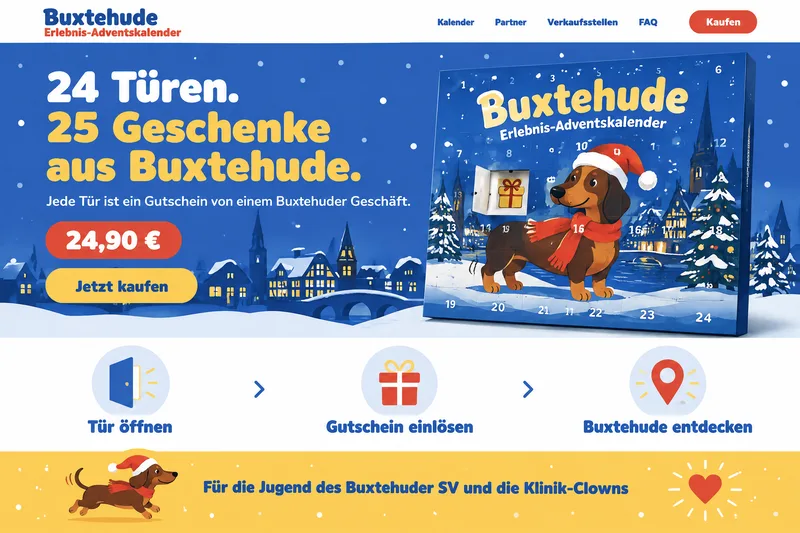 Startseite mit Preis, Kaufknopf und den drei Schritten