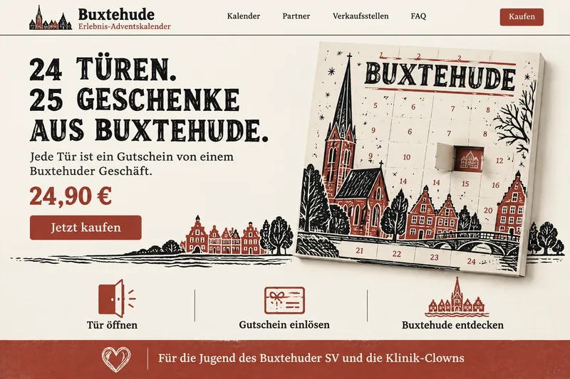 Startseite mit Preis, Kaufknopf und den drei Schritten