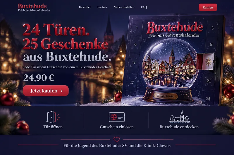 Startseite mit Preis, Kaufknopf und den drei Schritten