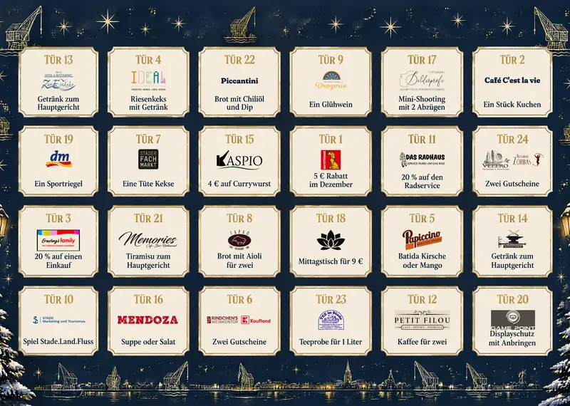 Hinter den Türen: die Logos aller 26 Partner