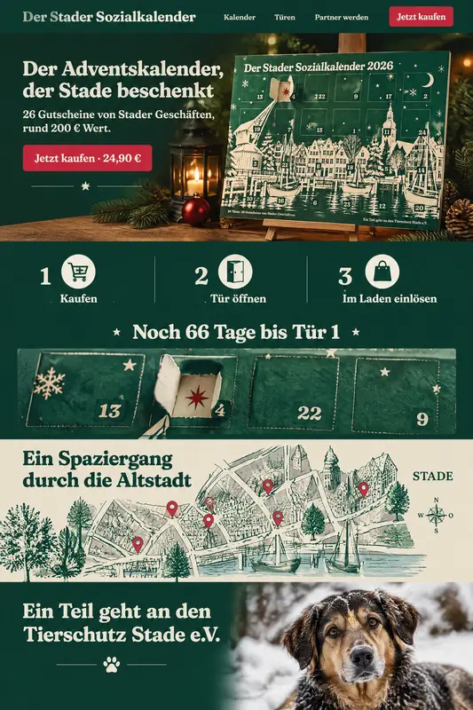 Startseite mit Kalender und Tierschutz-Bereich